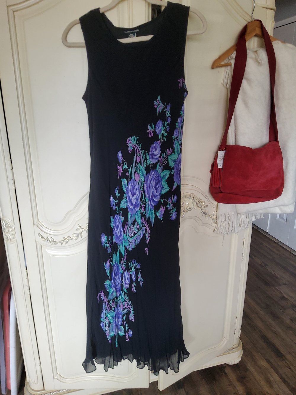 90s Indian Rayon Cabbage Rose Bias Cut Slip Dress